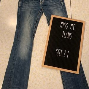 Miss Me denim Women's Boot Cut crystals JEANS embroidered back POCKETS size 27